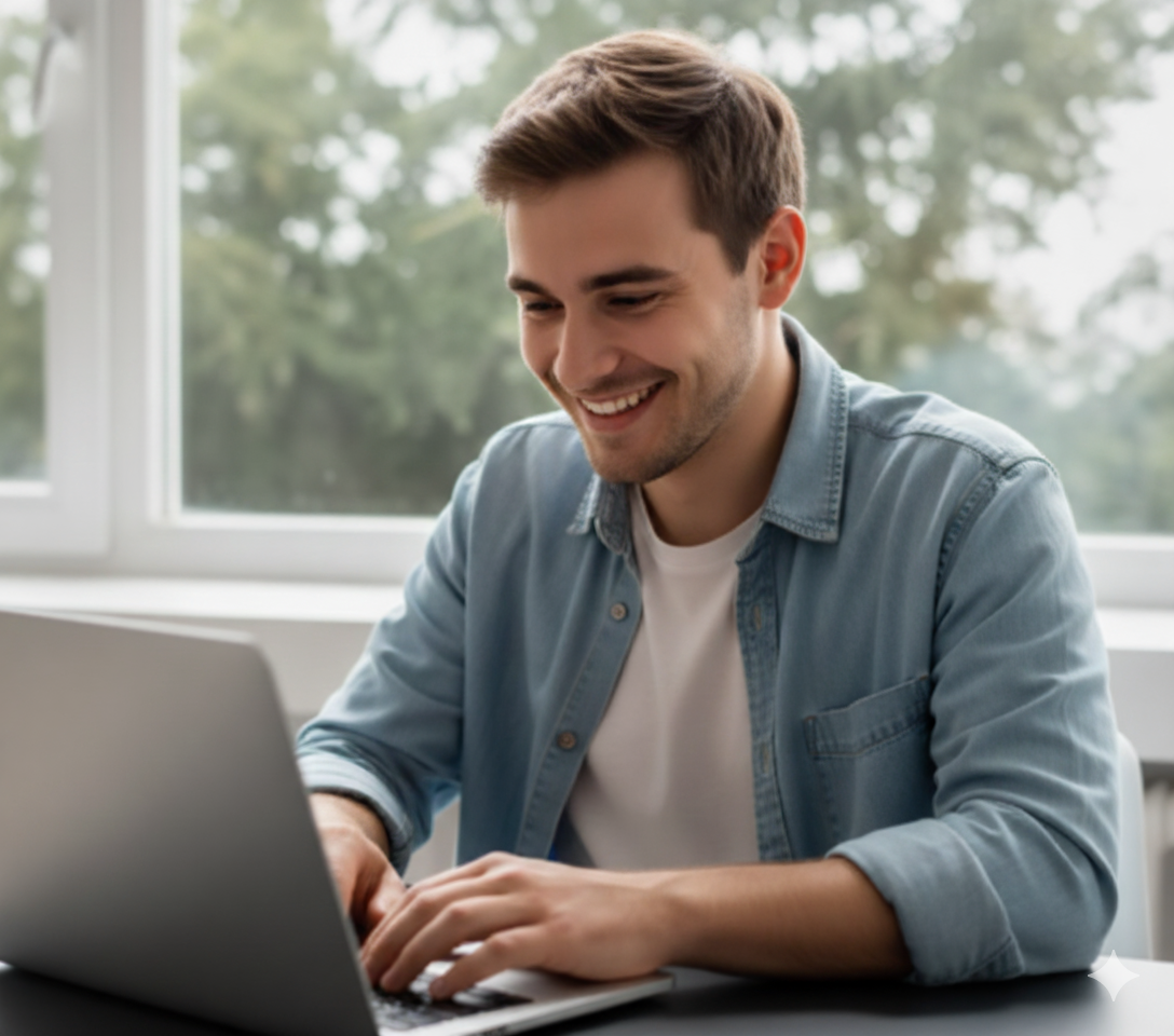 Professional using laptop